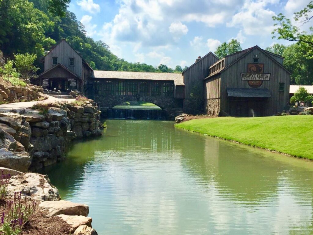 The beautiful entrance to Dogwood Canyon.
