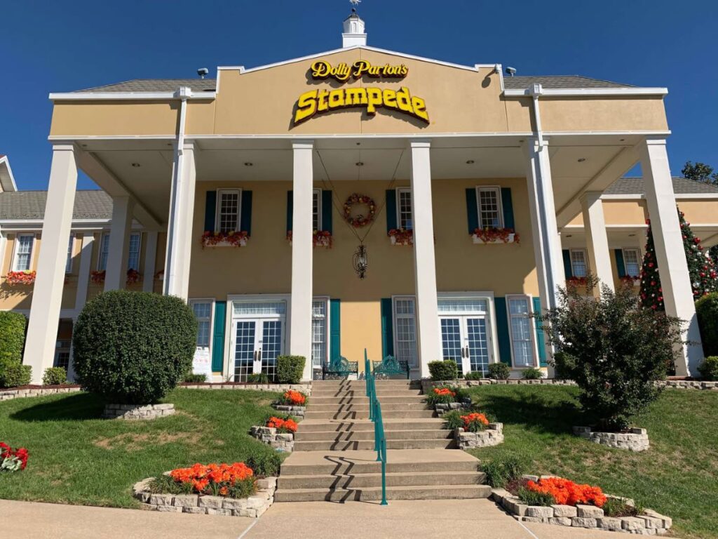 The exterior of Dolly Parton's Stampede building in Branson, Missouri.