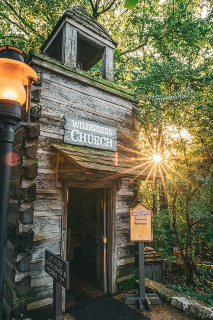 The historic Wilderness Church at Silver Dollar City